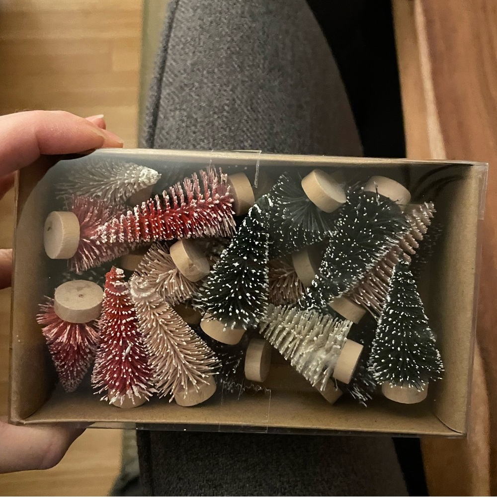 Set 24 2” Bottle Brush Trees Christmas Decor NWT Creative Coop